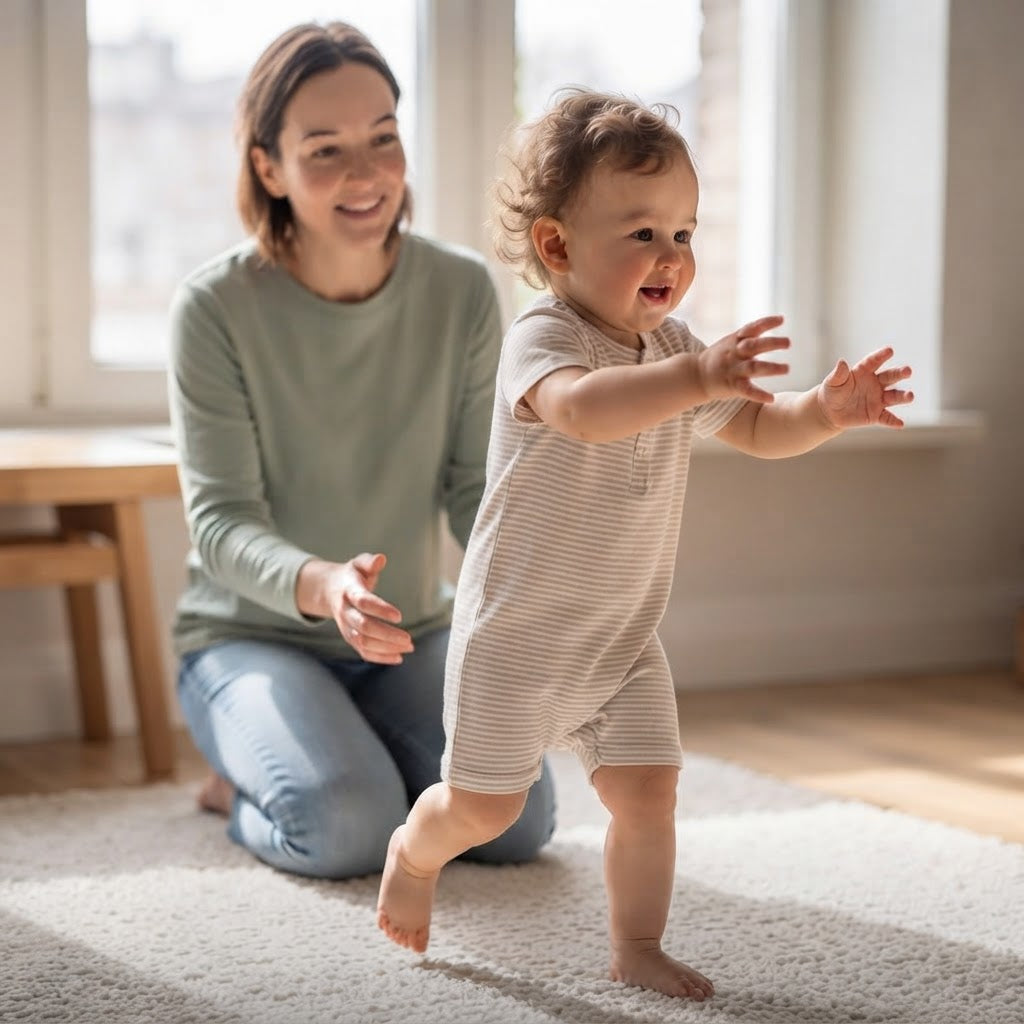 Toddler playing with a parent at home during everyday play